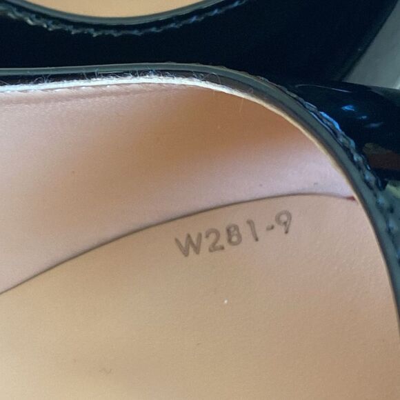 Petit Cadeaux Platform Peep Toe 5” Stiletto Heels Black Patent & Red - As New - Picture 15 of 16